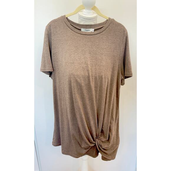 Women's Casual Shirts Twist Knot Tunics Tops Brown XL - Picture 2 of 5